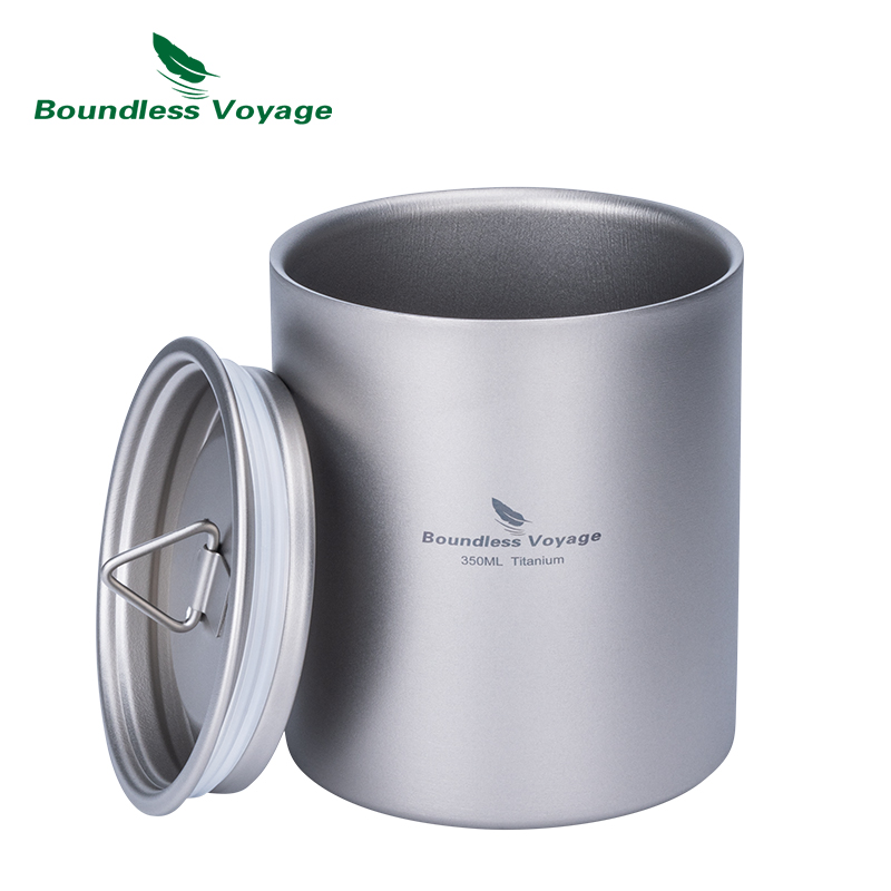 Camping Cooking Mug - Boundless Voyage Double Walled Titanium Cup