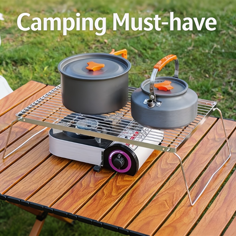 Camping Cooking Survival - Portable Foldable Stainless Campfire Stand –