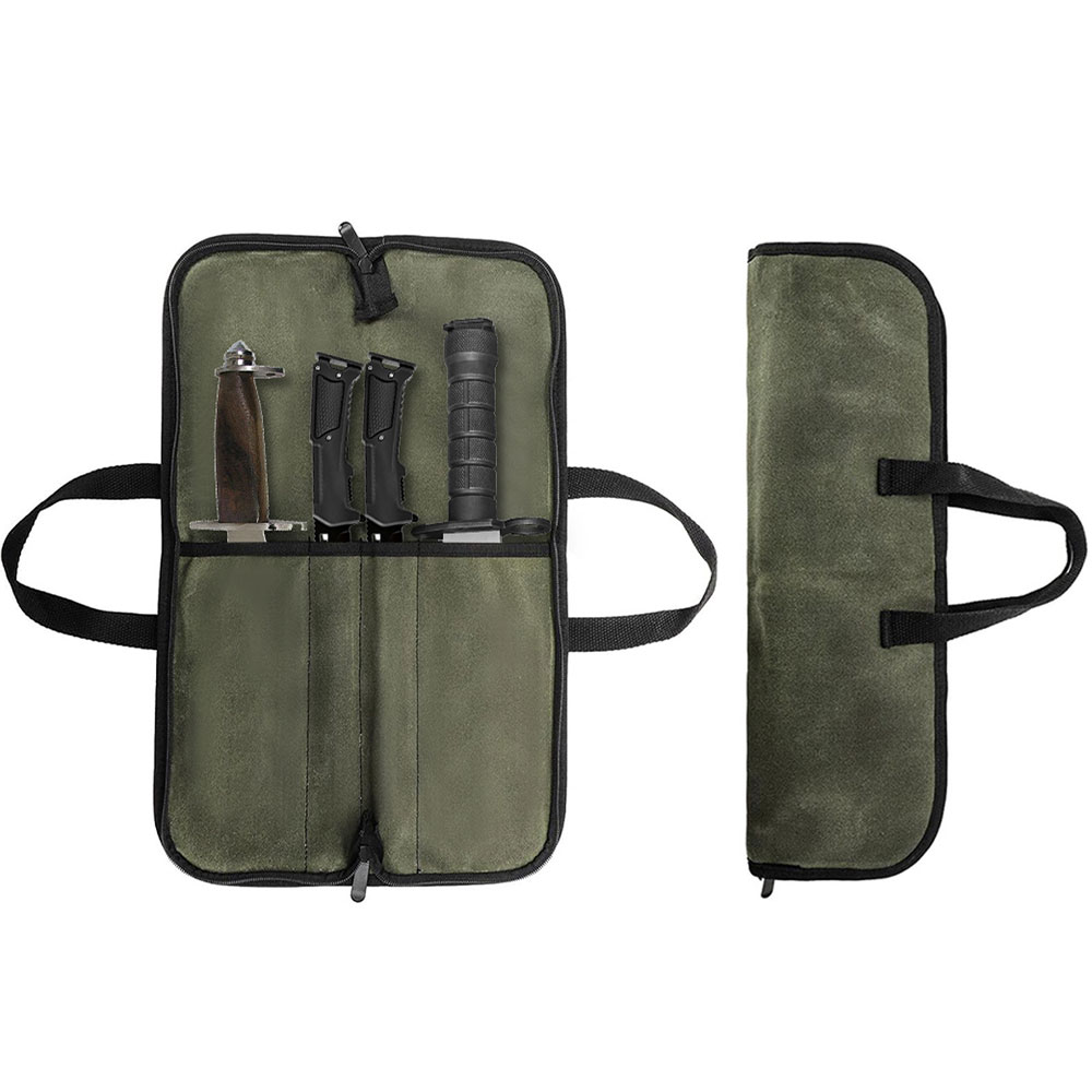 Camping Cooking Multi Tool - Waxed Canvas Knife Roll Bag Multi