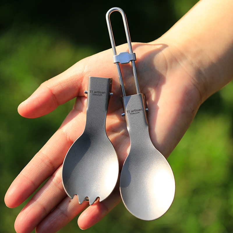 Camping Cooking Mug - Tiartisan Titanium Spoon Spork Ultralight Portable