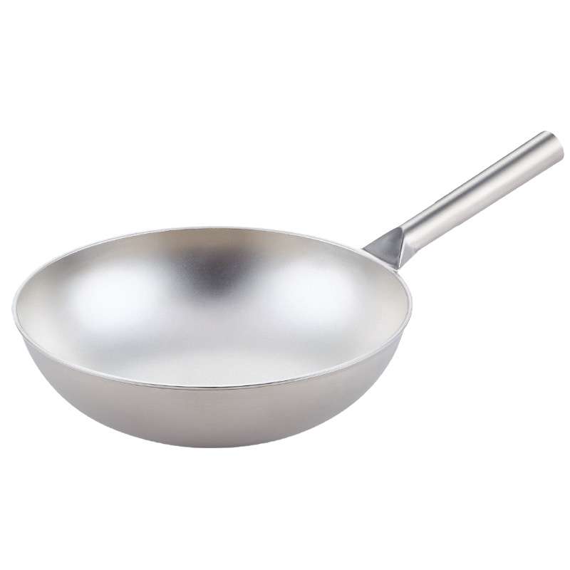 Camping Cooking Without Gas - 30/32/34/36/38cm Pure Titanium Round-bottom Wok,Non-stick,,Uncoated,Kitchenware,Cookware,Household/Outdoor Camping