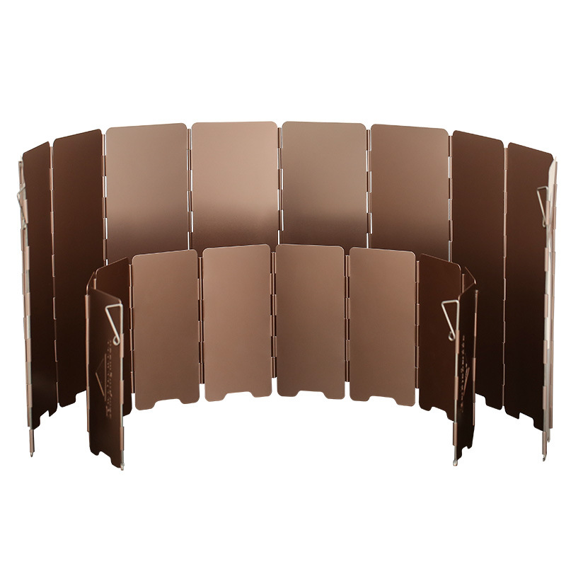 Camping Cooking Windshield - 10 Plates Bronze-coloured Folding Outdoor Camping