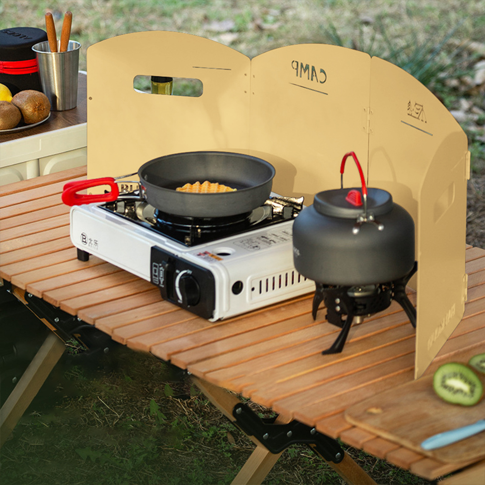 Cooking On Camping Stove - Foldable Camping Gas Stove Windshield with