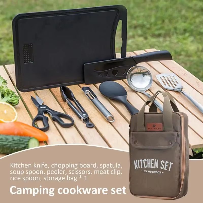 8pcs Camping Kitchen Cookware  - огляд і ціна Camping Cooking Survival