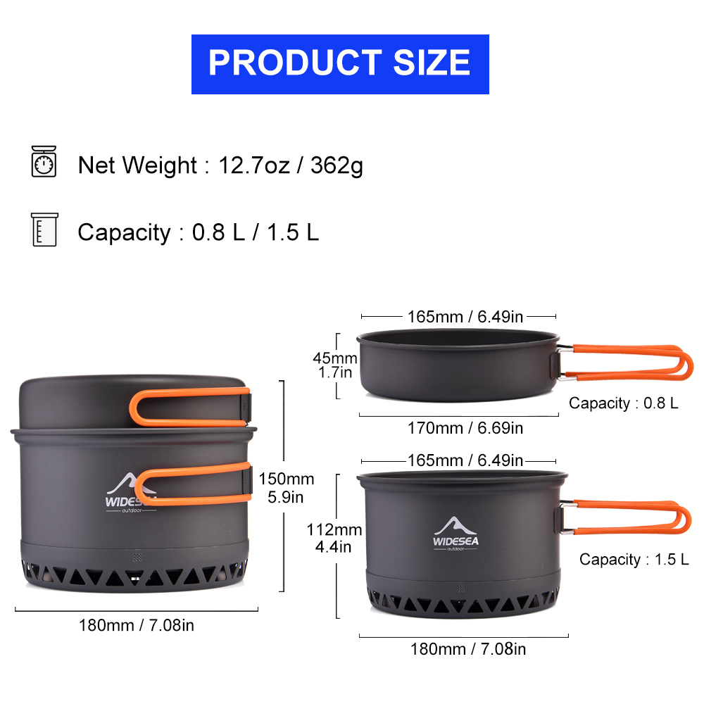 Widesea Camping Pot 1.3L 2.3L  - огляд і ціна Camping Cooking And Dining Set