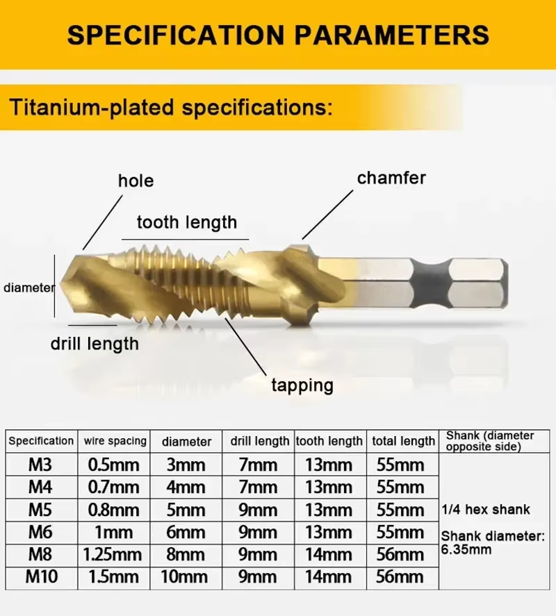 6PCS Metric Titanium Drill Tap - огляд і ціна Mess Kit Titanium