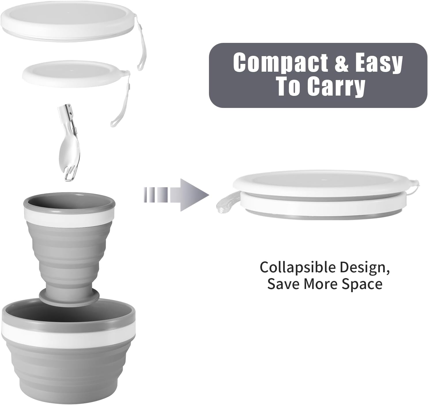 Collapsible Silicone Cup and B - огляд і ціна Camp Spork Set