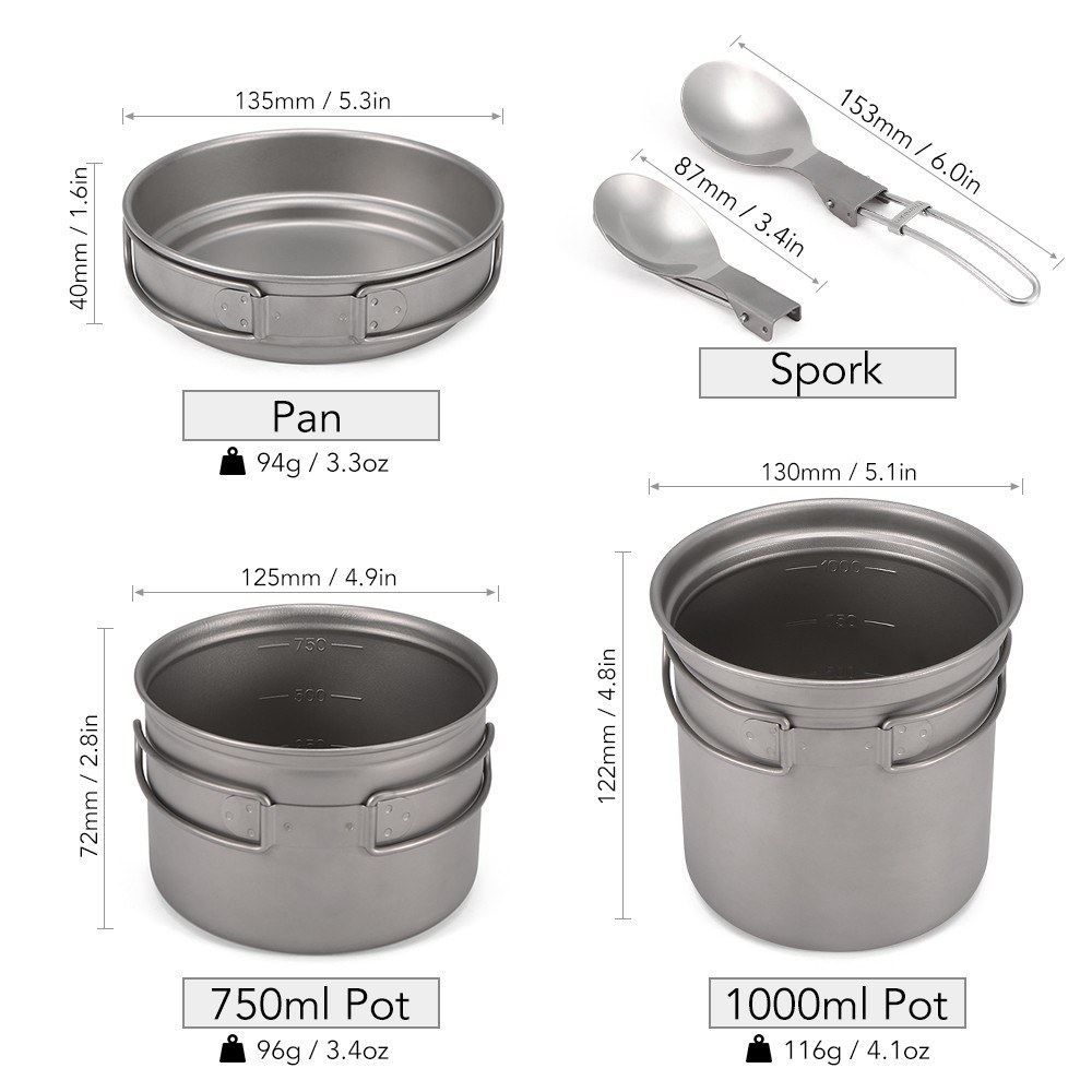 Ultralight 3pcs Titanium Campi - огляд і ціна Camp Spork Set